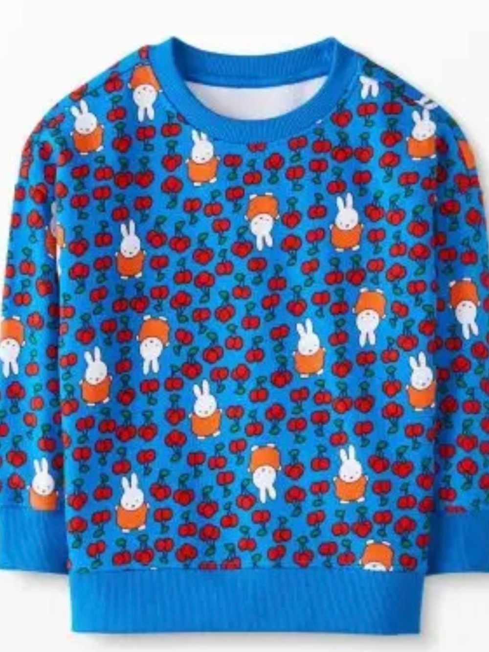 Hanna Andersson Miffy Blue Sweatshirt with Cherry & Bunny Print 3T